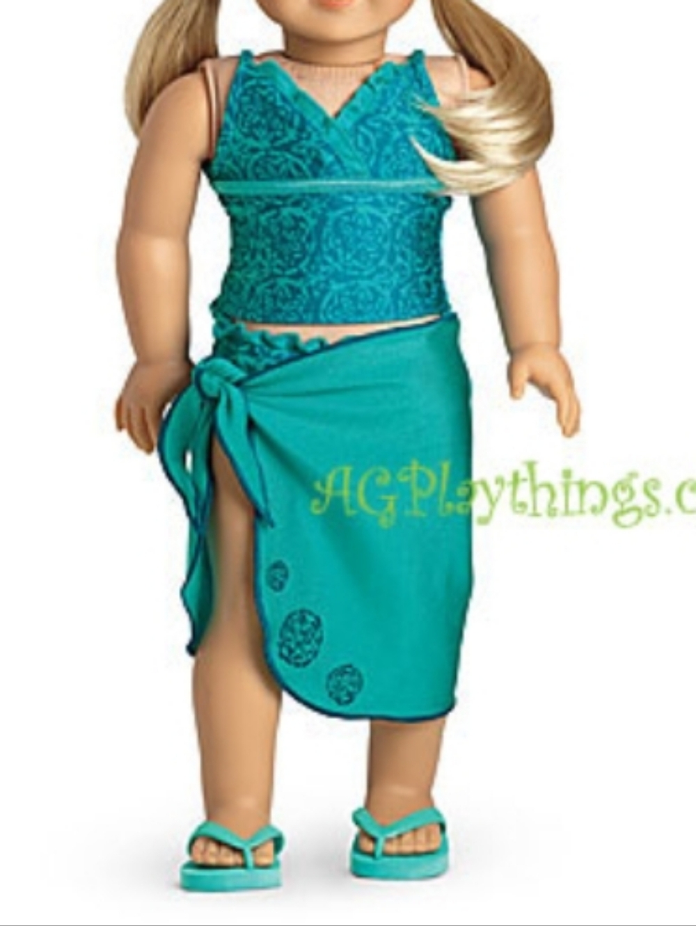 ʕ·ᴥ·ʔ American Girl 2012 Tankini & Sarong for Dolls set missing one sandal